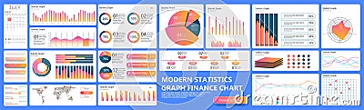 Infographic dashboard. Finance data analytic charts, trade statistic graph and modern business chart column. Analytics Vector Illustration